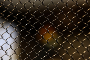  Close-up of a metal chain link fence.